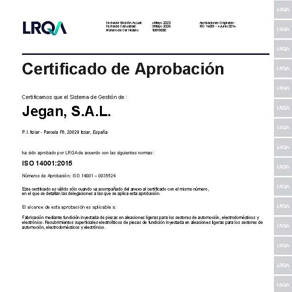 JEGAN: ISO 14001